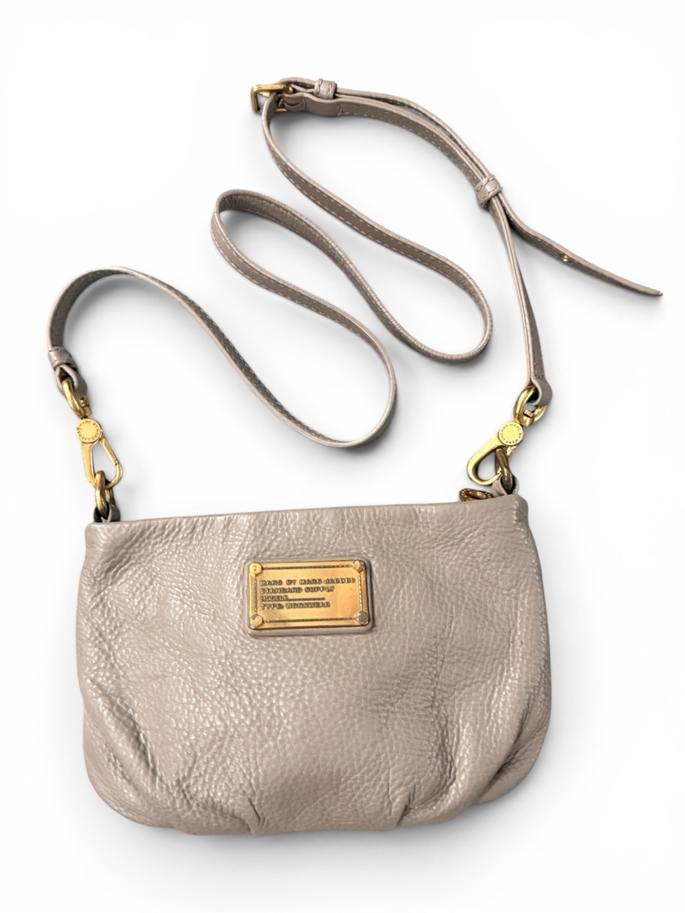 Marc by Marc Jacobs Standard Supply Leather Crossbody Bag Gray Pebbled Purse